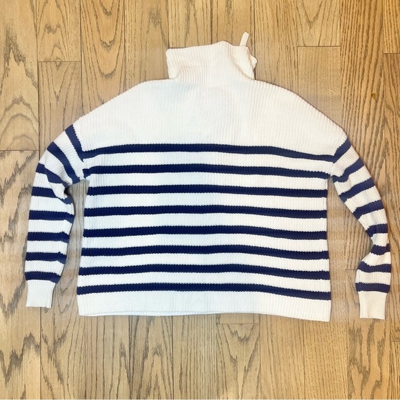 LOFT Striped Blue and White Lace Up Polo Sweater Size Small - Picture 8 of 12